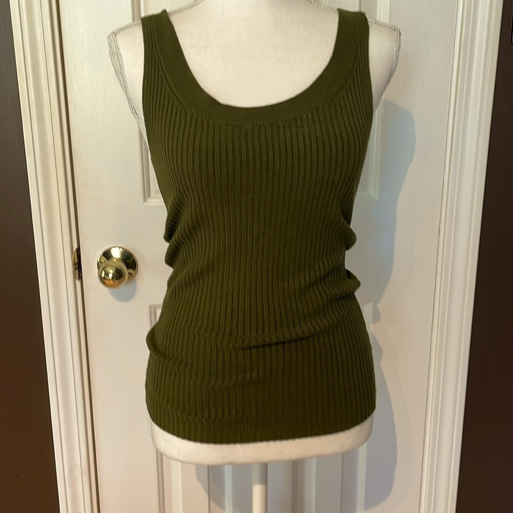 New York & Co. XS Long Green Ribbed  Tank Top